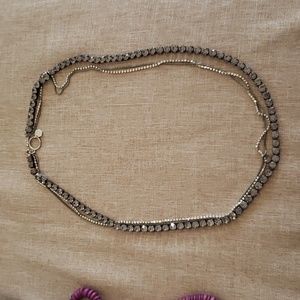 Vintage 3 Strand Rhinestone Necklace Signed PA CN Toggle Clasp